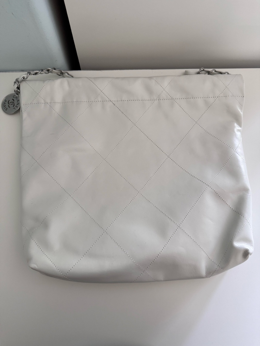 White 22 Bag Silver Hardware